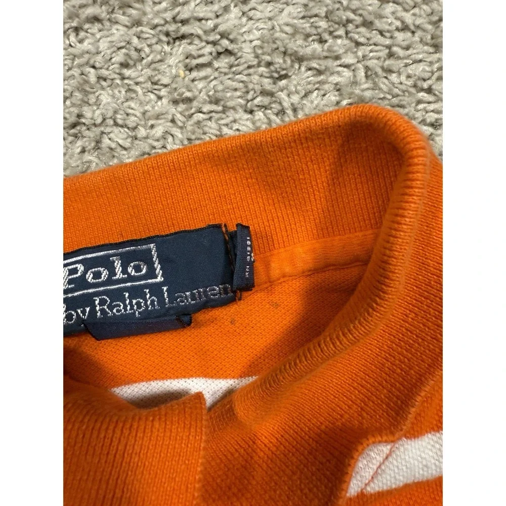 Polo Ralph Lauren Shirt Men‎ Large Striped Short Sleeve Golf Orange Outdoors M